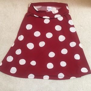 Red and white polka dot Lularoe Azure skirt